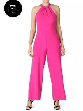 Nordstrom Pink Halter-Neck Wide-Leg Jumpsuit
